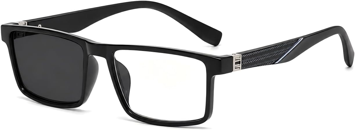 ブラック／グレー / 1.0 倍率 | B0H5Q8ZPCC | [FEISEDY] 老眼鏡 調光 遠近両用 老眼付きサングラス おしゃれ メンズ レディース リーディンググラス ブルーライトカット 掛け替え不要 ケース付き 読書 B1819
