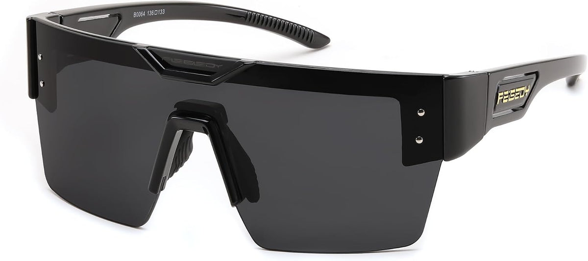 Black Frame With Gray Lenses / 65 Millimeters | B0D4Y8RBCJ | FEISEDY Sunglasses Men Women, Big Oversized Square Frame,UV400 Mirrored Sun Glasses, Cycling Driving Fishing Hiking B0064