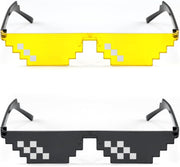 ÉÌƷͼƬ 18 | B09SCSCKL3 | FEISEDY 2PACK Thug Life Sunglasses Funny Pixelated Mosaic Gamer Glasses Party Disco Cool B2876-F2