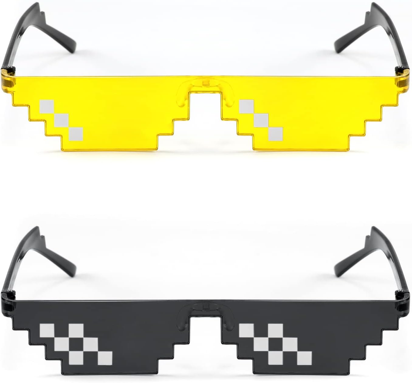 商品图片 18 | B09SCSCKL3 | FEISEDY 2PACK Thug Life Sunglasses Funny Pixelated Mosaic Gamer Glasses Party Disco Cool B2876-F2