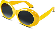 Yellow / 51 Millimeters | B09JLRVMFZ | FEISEDY Sunglasses White Oval Clout Goggles for Women Men Retro Round Trendy Rimmed Clueless Costume Frame B2253