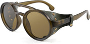Green / 48 Millimeters | B09WN3J4YZ | FEISEDY Retro Round Steampunk Sunglasses Women Men Leatherwear B2532