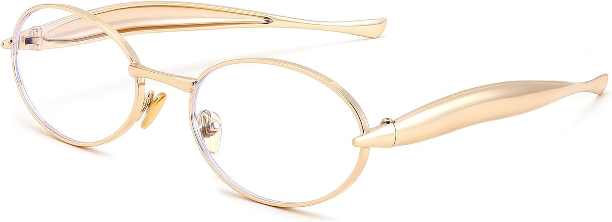Gold/Clear / 55 Millimeters | B0FH3YX5BW | FEISEDY Retro Oval Sunglasses Women Men - Gold Metal Chunky Frame, UV400 for Driving & Daily Wear B0312