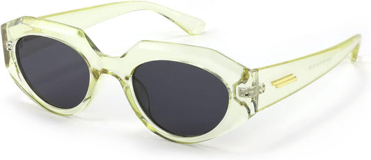 004 Light Yellow & Black Gray Lens / 50 Millimeters | B091KQ6HGM | FEISEDY Trendy Irregular Sunglasses for Women Retro Rectangle Narrow Frame Sun Glasses B2754