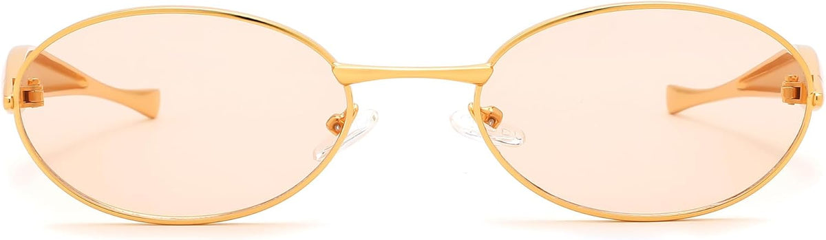 ÉÌƷͼƬ 53 | B0FH4FH8VH | FEISEDY Retro Oval Sunglasses Women Men - Gold Metal Chunky Frame, UV400 for Driving & Daily Wear B0312