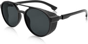 FEISEDY Classic Steampunk Sunglasses for Men Women, Retro Round UV400 B2957