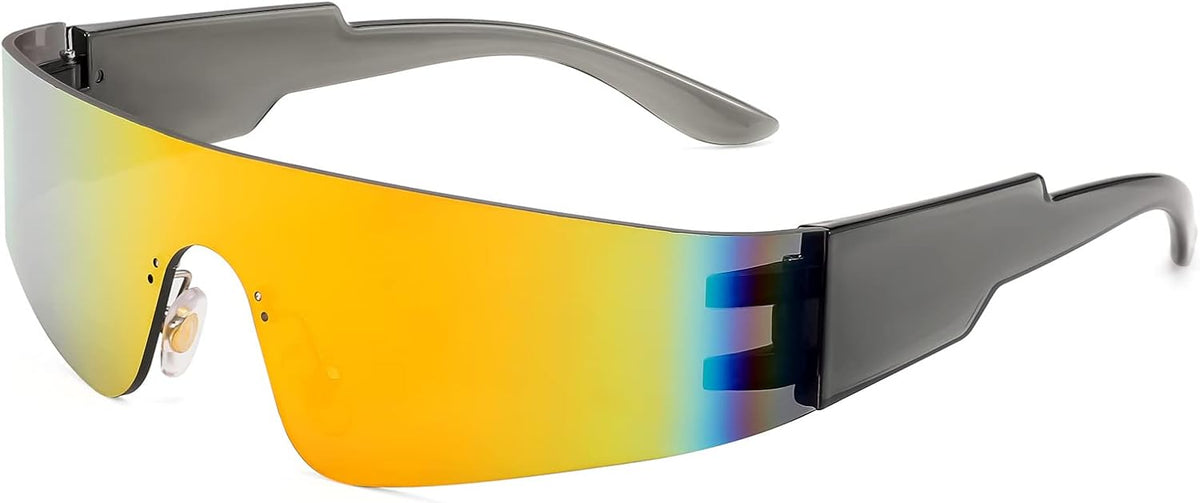 ÉÌƷͼƬ 29 | B0B1V45SXC | FEISEDY Y2K Futuristic Sunglasses Women Men Rimless One Piece Miorred B2927