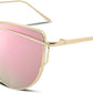 06 Gold Frame Pink Mirror Lens / 56 Millimeters | B01IHH68WG | FEISEDY Cat Eye Fashion Metal Frame Mirrored Flat Lenses Women Sunglasses B2206