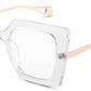 Transparent / 62 Millimeters | B0BXN2V8LD | FEISEDY Oversized Square Blue Light Blocking Glasses Eye Strain Glare Pearl Inlay Arm Cat Eye Fashion Eyewear B2639