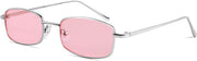 Silver/Pink / 52 Millimeters | B079L1KM24 | FEISEDY Vintage Small Rectangle Sunglasses Women Men Retro Trendy Square Metal Frame Sun Glasses B2295