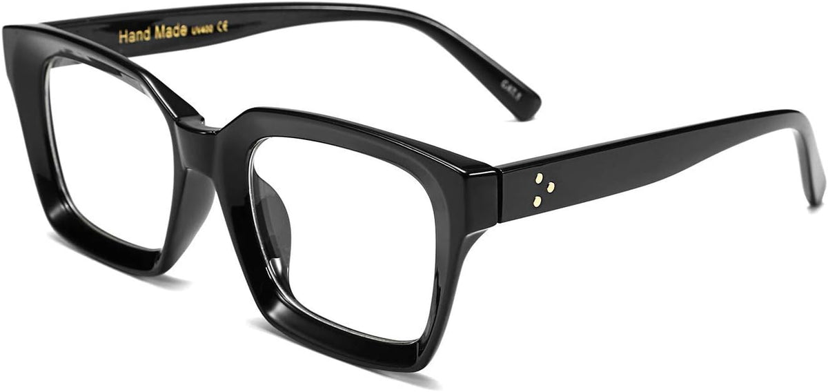 Black Frame With Clear Lenses / 50 Millimeters | B07KVT5B6S | FEISEDY Glasses Frame Womens, Square Thick Eyeglasses Frame, Classic Eyewear for Men B2461