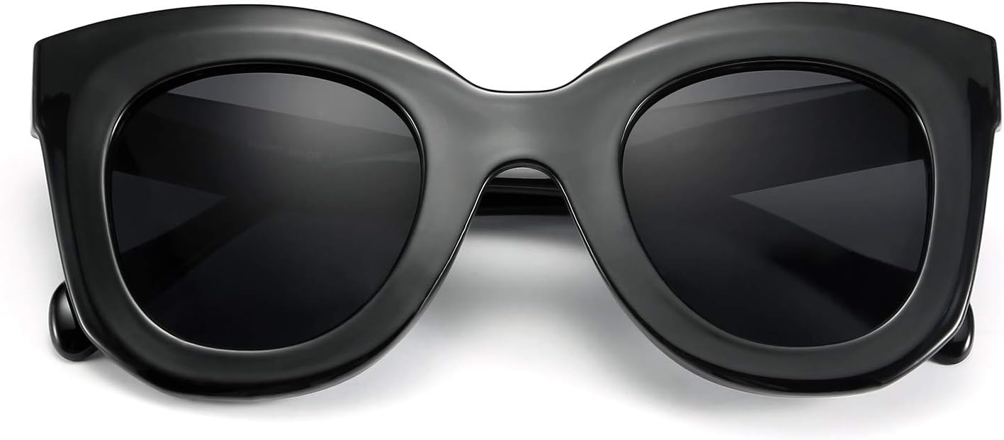 商品图片 3 | B083TZVTXV | FEISEDY Retro Oversized Square Horn Sunglasses Semi Cat Eye Butterfly Glass Big Thick Bold Frame B2572