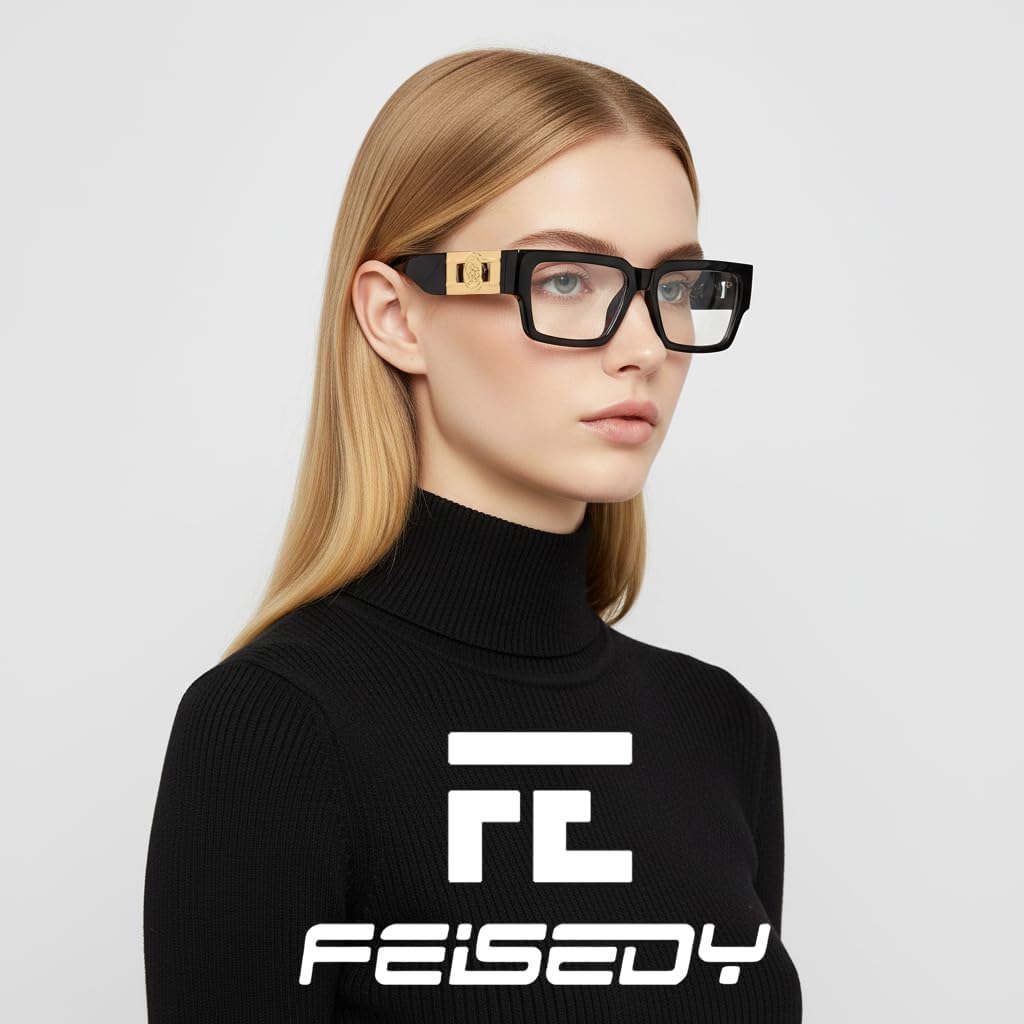 商品图片 2 | B0GQZ4LZK8 | FEISEDY Retro Trendy Rectangle Blue Light Glasses for Women Men B0365
