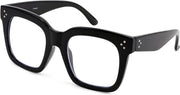 Bright Black Frame / 2.5 x | B08ZMQ47KD | FEISEDY Blue Light Blocking Reading Glasses Oversized Readers Designer Luxury Square Eyewear Frame B2695FR