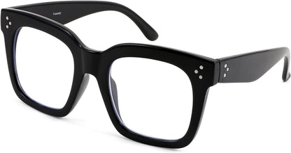 Bright Black Frame / 2.5 x | B08ZMQ47KD | FEISEDY Blue Light Blocking Reading Glasses Oversized Readers Designer Luxury Square Eyewear Frame B2695FR