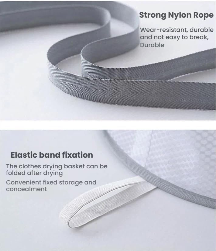 商品图片 4 | B0FX1TVQ72 | 2-Tier Gray Round Mesh Drying pockets for Socks & Underwear, 3.9in Height 18.9in Diameter Drying Rack