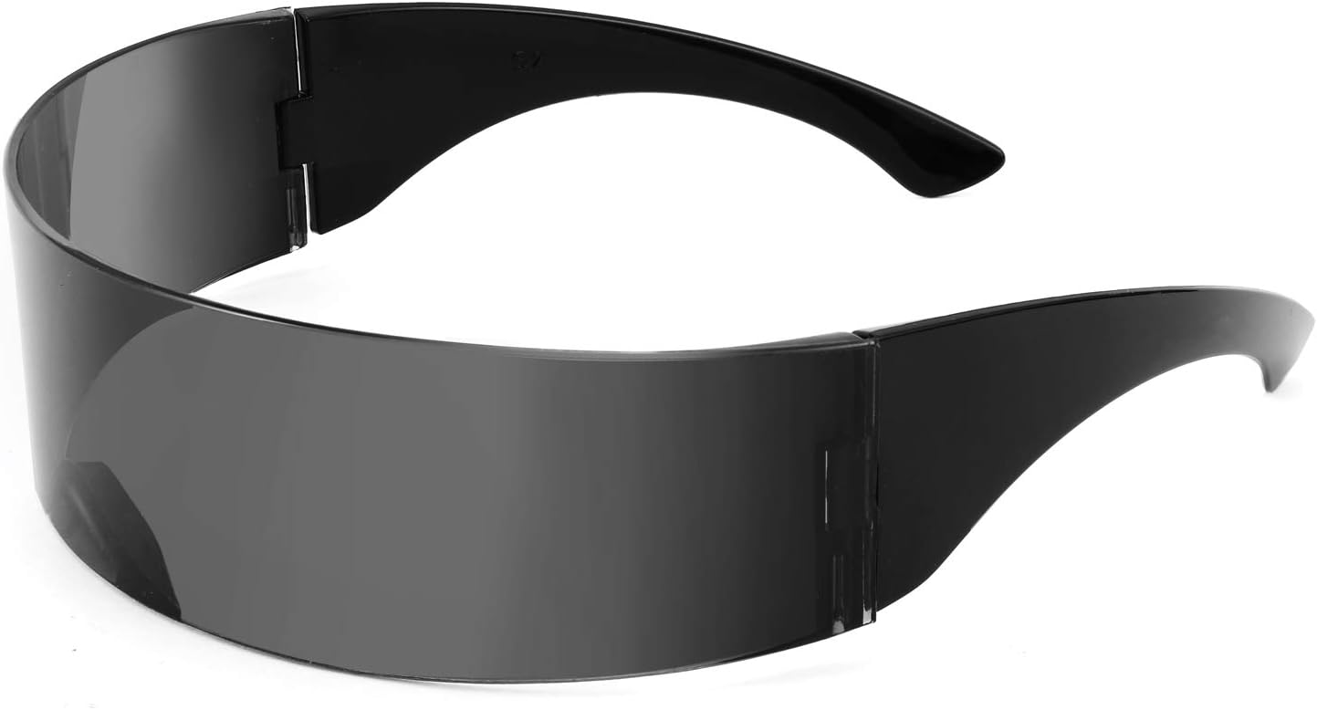 Black / 70 Millimeters | B08THWMVHZ | FEISEDY 80s Futuristic Cyclops Cyber Visor Sunglasses Men Women Punk Style Cosplay B2740