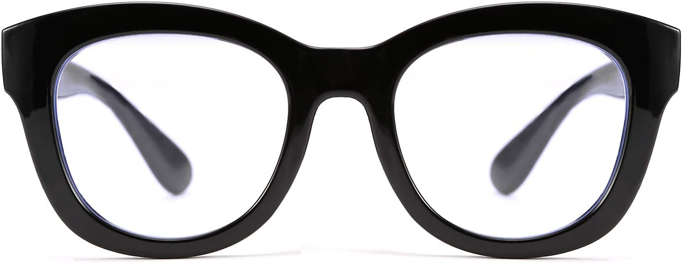 商品图片 9 | B082SVW71F | FEISEDY Retro Reading Glasses Thick Square Big Frame Blue Light Blocking Lens Anti Glare Digital Eyestrain B2534