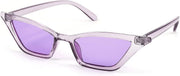 Transparent Purple / Purple Lens / 53 Millimeters | B09GVXD5LT | FEISEDY Small Cat Eye Sunglasses Vintage Square Shade Women Eyewear B2291