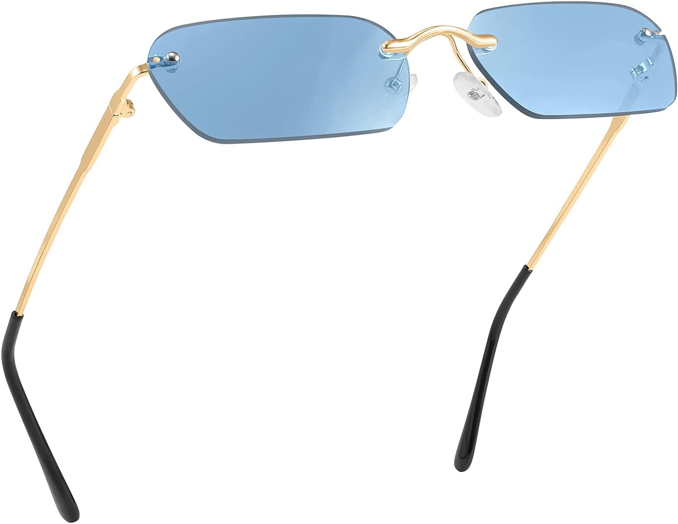 Blue / 55 Millimeters | B08FDN5CNC | FEISEDY Rimless Sunglasses Y2K Retro Small Narrow Rectangle Shades B2643