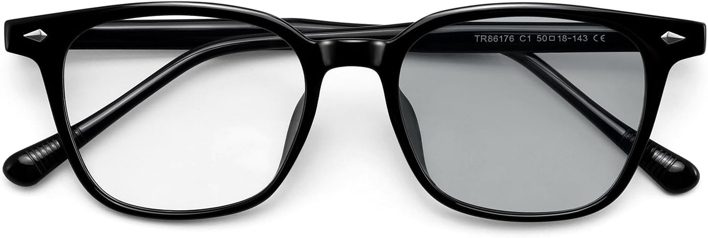 [FEISEDY] ブルーライトカットメガネ おしゃれ レディーズ 調光レンズ 変色 伊達めがね メンズ UV400 超軽量 TR90 スクエア 屋内で透明 屋外でサングラス パソコン用 PC眼鏡 紫外線対策 男女兼用 B1695