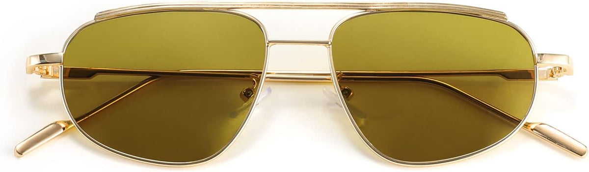 ÉÌƷͼƬ 33 | B09XDVK9DG | FEISEDY Retro Trendy Aviator Sunglasses Women Men 90s Small Vintage Glasses Stylish Gold Metal Oval Sunglasses B2906