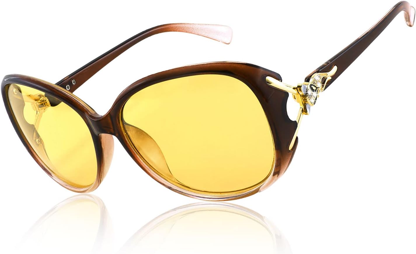 Brown Yellow Lens / 58 Millimeters | B09VSNR4RK | FEISEDY Oversized Polarized Sunglasses Women Men Large Shades B2730