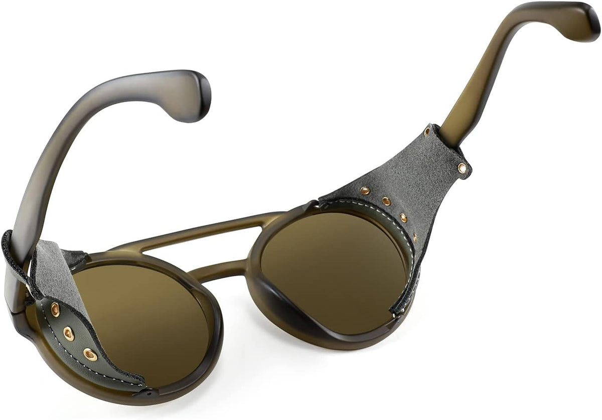 ÉÌƷͼƬ 4 | B09WN3J4YZ | FEISEDY Retro Round Steampunk Sunglasses Women Men Leatherwear B2532