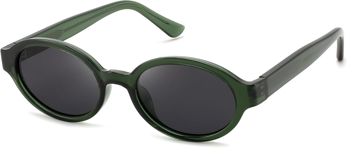 Transparent Green & Grey / 52 Millimeters | B0H1W91Y3C | FEISEDY Retro Oval Y2K Polarized Sunglasses for Women Men B0442