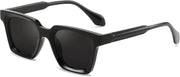 Black Frame & Black Lens / 46 Millimeters | B0D7CC769X | FEISEDY Retro Square Sunglasses Women Men Trendy Rectangle Thick Frame Shades Classic Designer Sun Glasses B0198