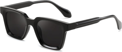 Black Frame & Black Lens / 46 Millimeters | B0D7CC769X | FEISEDY Retro Square Sunglasses Women Men Trendy Rectangle Thick Frame Shades Classic Designer Sun Glasses B0198