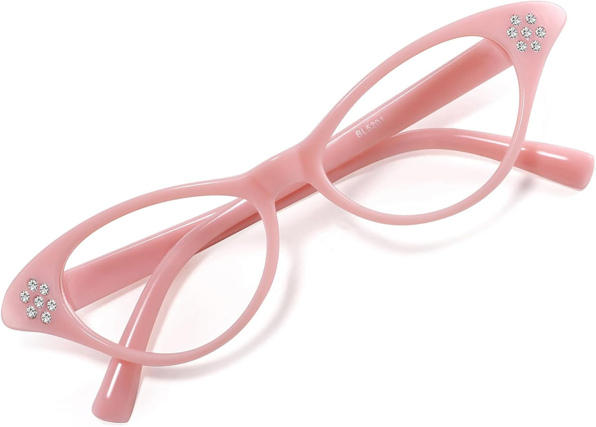 005 Pink Frame / 53 Millimeters | B09M8HV4D6 | FEISEDY Rhinestone Cat Eye Sunglasses for Women 50s 60s Party Style B2848
