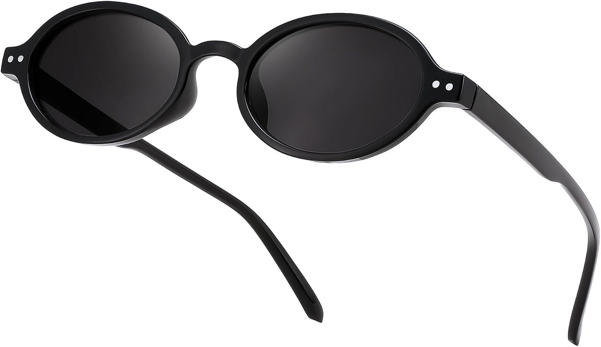 Black Frame + Grey Lens / 48 Millimeters | B0GV5SG1YQ | FEISEDY Retro Oval Sunglasses for Women Small 90s Y2K UV Protection B1584