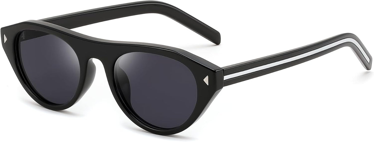 Black / 51 Millimeters | B0GSYML7HF | FEISEDY Retro Oval Cat Eye Sunglasses for Women Men B0411