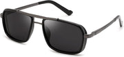 Black/Grey / 55 Millimeters | B0FDKX2NGM | FEISEDY Retro Aviator Polarized Sunglasses For Women Men 70s Trendy B0292