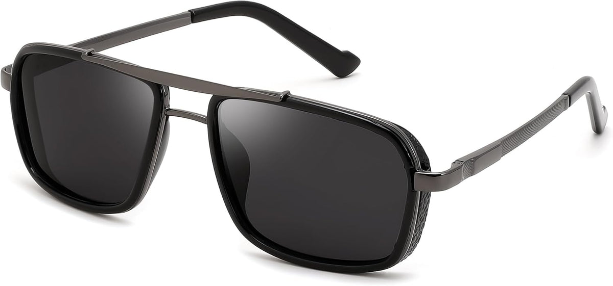 Black/Grey / 55 Millimeters | B0FDKX2NGM | FEISEDY Retro Aviator Polarized Sunglasses For Women Men 70s Trendy B0292