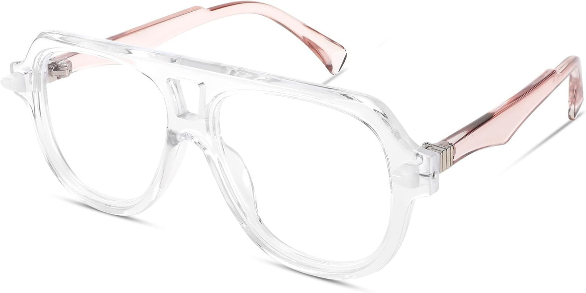 Transparent / 50 Millimeters | B0CFF876ZF | FEISEDY Aviator Frame Glasses for Women Men Blue Light Blocking Glasses Anti Glare Computer Eyeglasses B0039