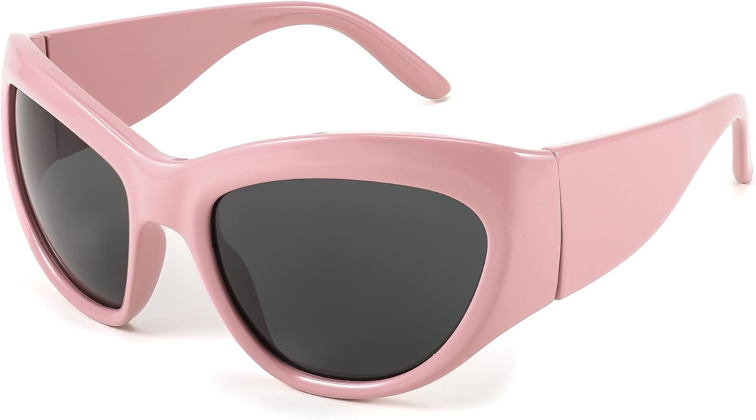003 Pink Frame/Gray Lens / 60 Millimeters | B0BQBYJ3BD | FEISEDY Trendy Y2k Sunglasses Women Men Oversized Shield Sunglasses Fashion Wrap Around Futuristic Glasses B2359