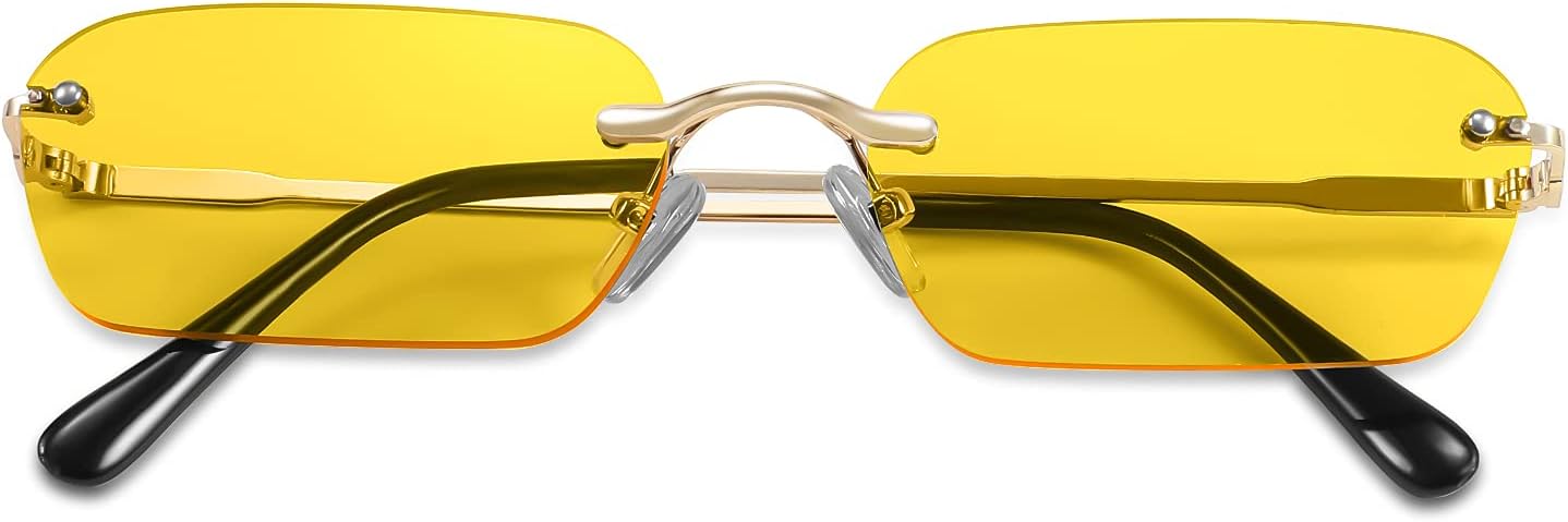 商品图片 35 | B0CY2Q4VW1 | FEISEDY Rimless Sunglasses Y2K Retro Small Narrow Rectangle Shades B2643