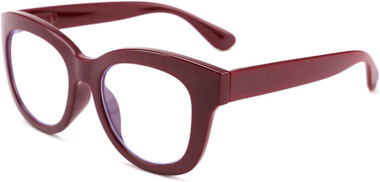 Berry / 1.5 x | B082SW5LY7 | FEISEDY Retro Reading Glasses Thick Square Big Frame Blue Light Blocking Lens Anti Glare Digital Eyestrain B2534