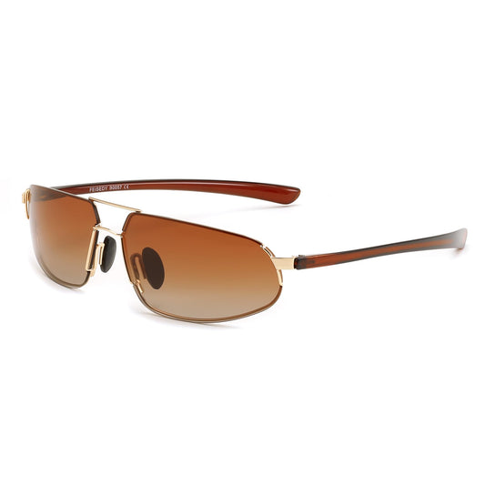 FEISEDY Vintage Sunglasses Men Polarized, Aviator Metal Frame Lightweight, Driving Fishing Running B0057