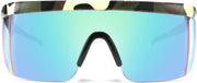 Camouflage Frame Green Mirrored Lens / 56 Millimeters | B07Y1TWYG4 | FEISEDY Oversized Mirror Shield Sport 80s Sunglasses Ski Goggles Flat Top One Piece Futuristic Visor Women Men B2522