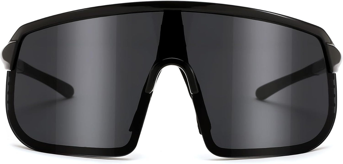 Black Frame Grey Lens / Large | B0DGTR43W3 | FEISEDY Sports Sunglasses for Men and Women, Large Rectangular Lens, Baseball Cycling Running Sunglasses B0243