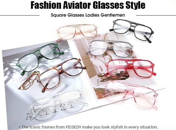 商品图片 15 | B0C6ZZXZ3F | FEISEDY Blue Light Glasses for Women Men Oversized Pilot Lightweight B2866