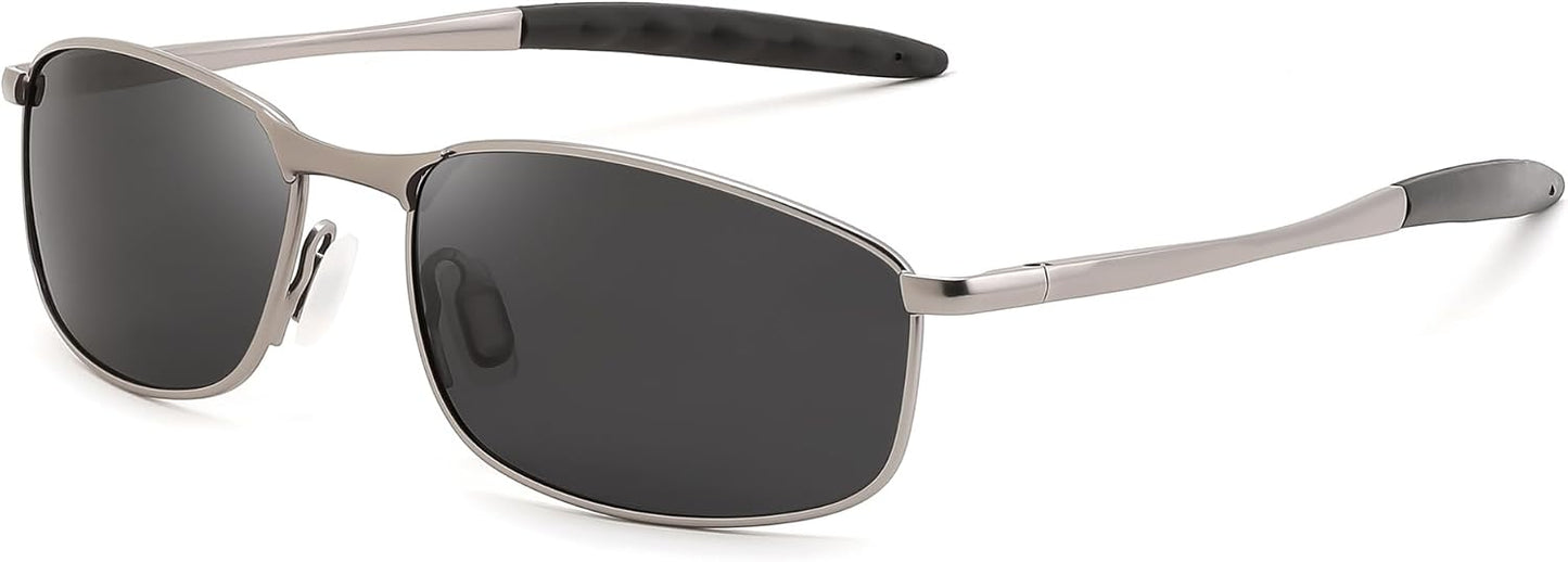 Gun Ash/Grey / 58 Millimeters | B0GLFSNNL7 | FEISEDY Rectangle Polarized Square Sunglasses for Men Women B2444