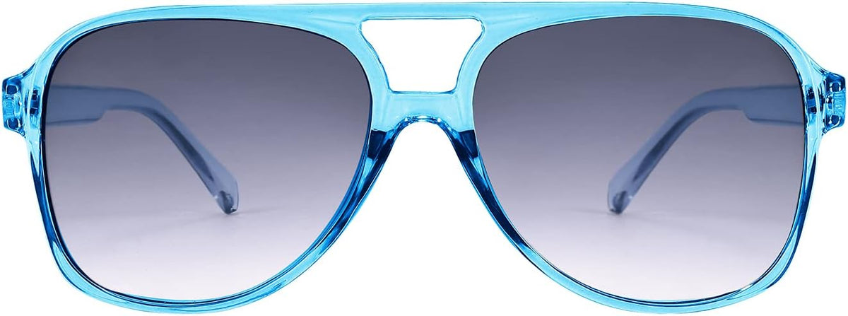 Clear Blue / 60 Millimeters | B092MD2TQ8 | FEISEDY Vintage Retro 70s Plastic Aviator Sunglasses Women Men Classic Large Squared Frame B2751