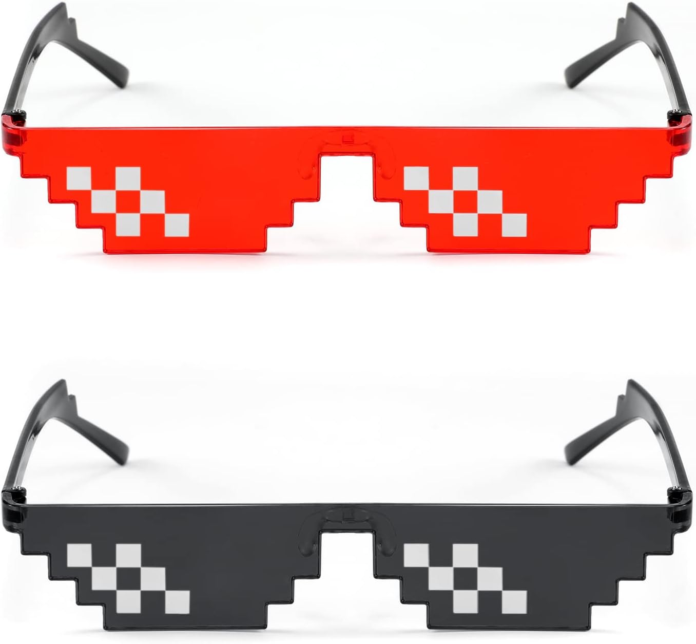商品图片 13 | B09SCSCKL3 | FEISEDY 2PACK Thug Life Sunglasses Funny Pixelated Mosaic Gamer Glasses Party Disco Cool B2876-F2