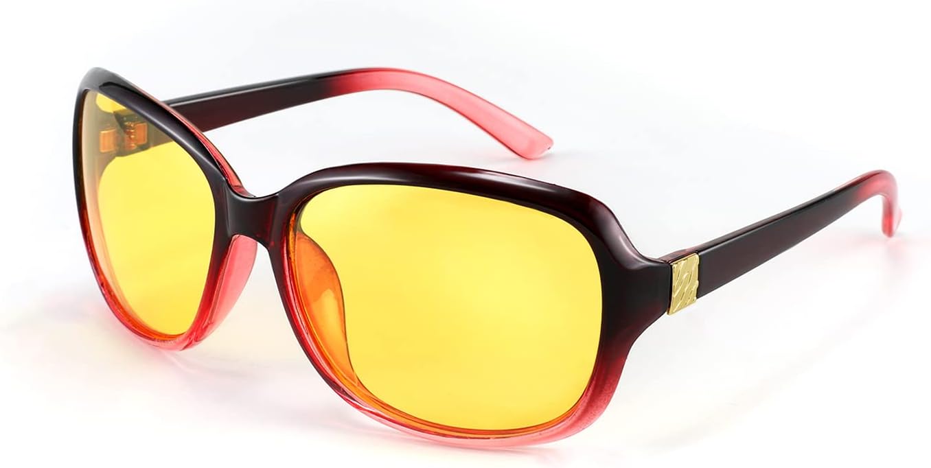 Red Wine / 60 Millimeters | B09NQVRYBF | FEISEDY Classic Womens Night Glasses Driving Anti Glare Wrap Around Yellow Sunglasses B2548