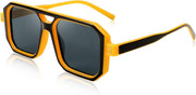 001 Black Yellow Frame/Grey Lens / 53 Millimeters | B0B9BQ41HK | FEISEDY Retro Aviator Square Sunglasses for Women Men UV400 B2939