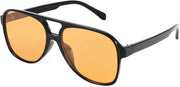 Black-yellow Trendy Orange / 60 Millimeters | B097RL9H4Y | FEISEDY Vintage Retro 70s Plastic Aviator Sunglasses Women Men Classic Large Squared Frame B2751